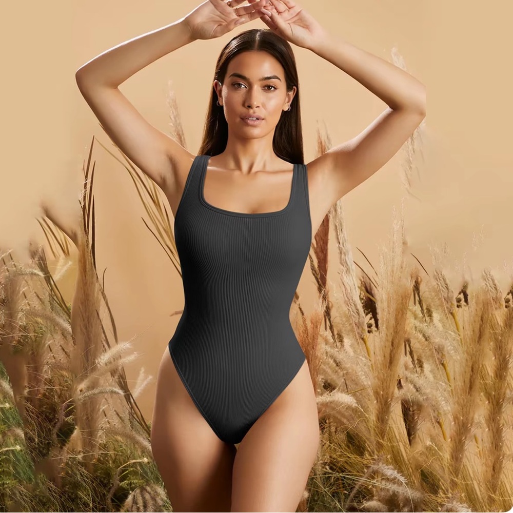 OQQ Sage Green Ribbed Women's Bodysuit. NWT. - Picture 2 of 2